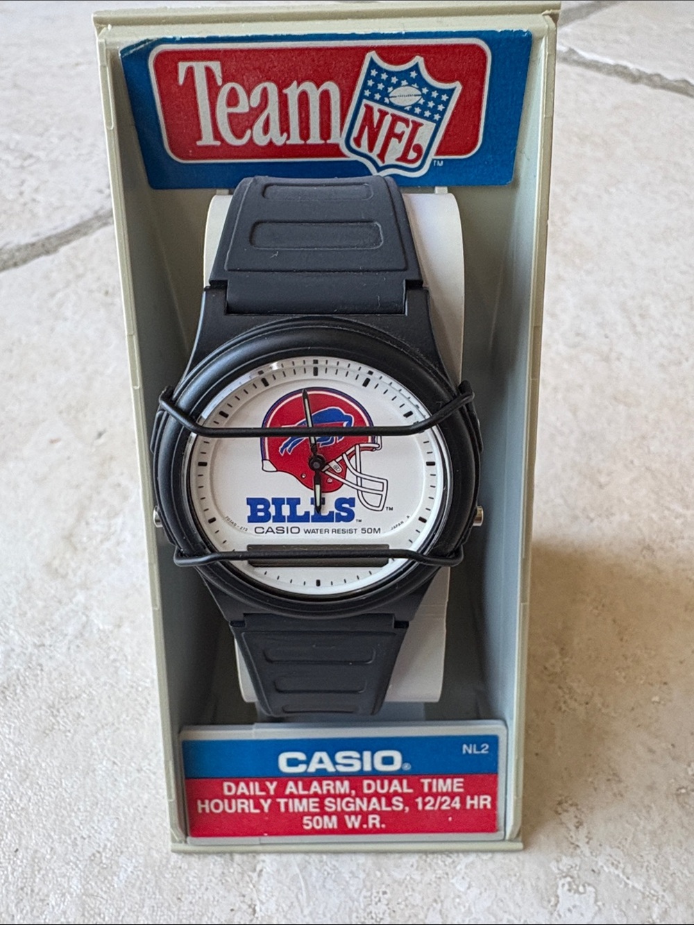 Casio Black Watch with Buffalo Bills Red and Blue Logo Dial